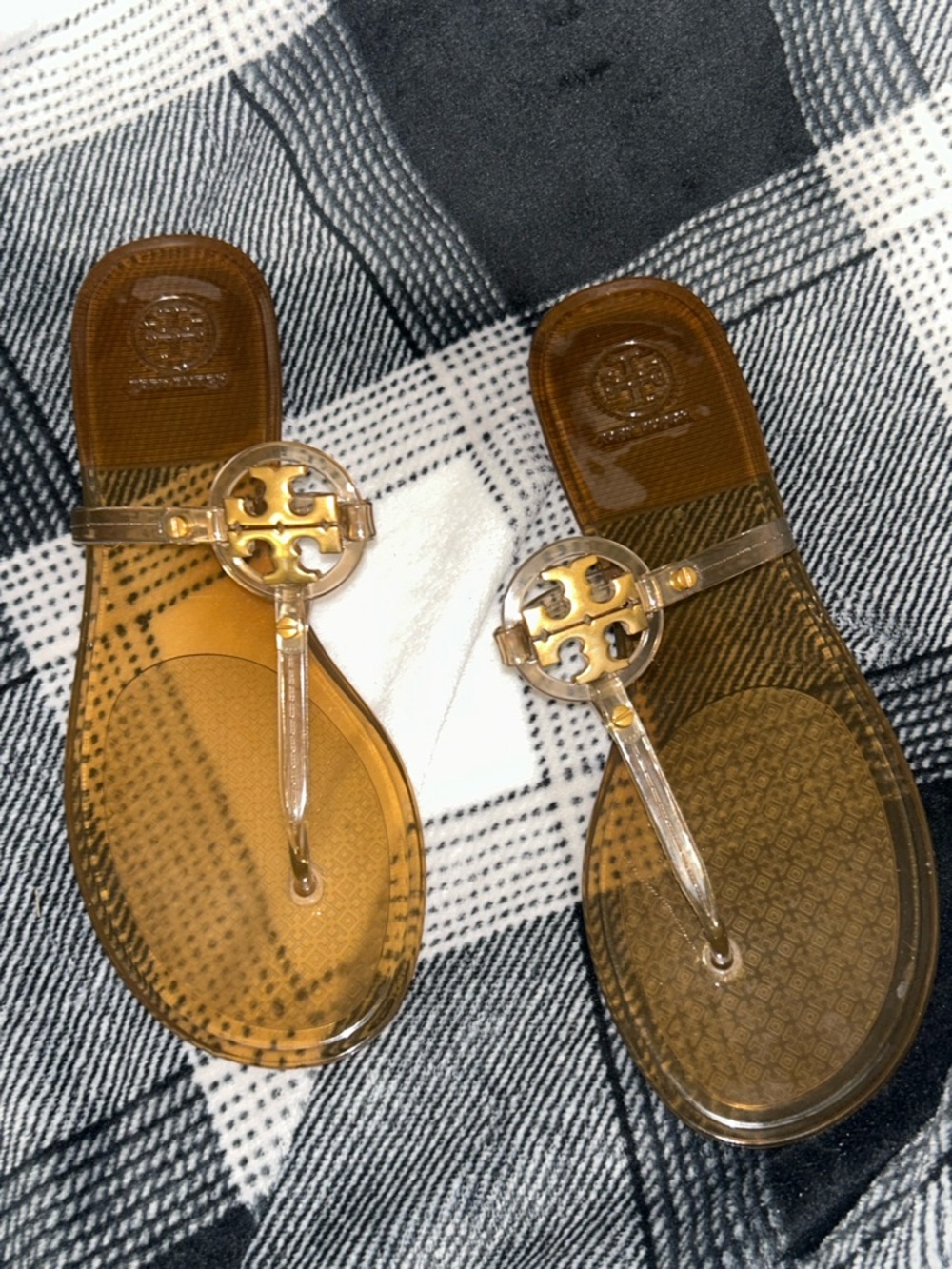 Tory Burch Amber Translucent Logo Jelly Thong Sandals